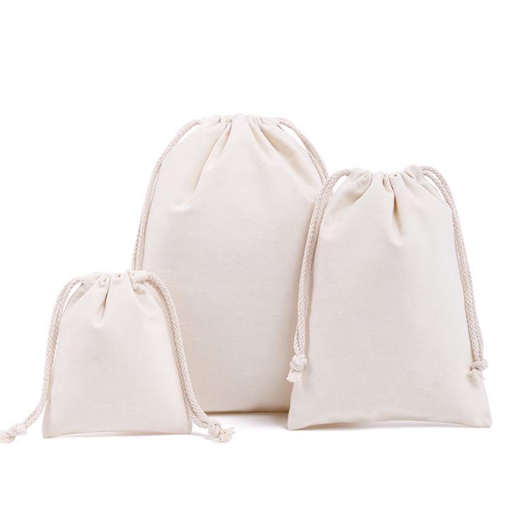 Eco-friendly White Cotton Drawstring Pouch - Custom Canvas Storage Bag