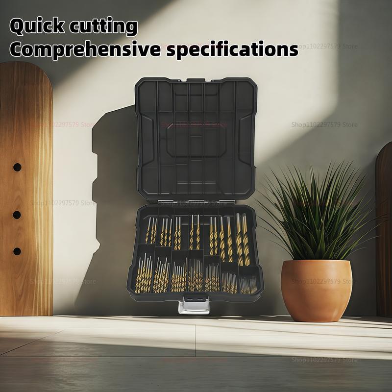 99 Pieces Titanium Twist Drill Bit Set High Speed Steel 1/16 To 3/8 Inch for Wood Cast Iron Durable Anti Rust