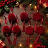Flocked Christmas Ball Ornaments with Long Tassels Christmas Tree Ornaments Balls New Year Gift Home Party Decoration Supplies