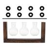 Hydroponic Vase Simple Decorative Glass Flower Vase Plant Terrarium with Wooden Stand