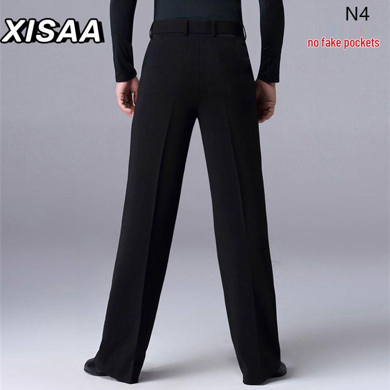 Auf Lager: Moderne Rumba Ballsaal Gabardine Tanzhose - Latein Weites Bein Gerade Hose für die Praxis