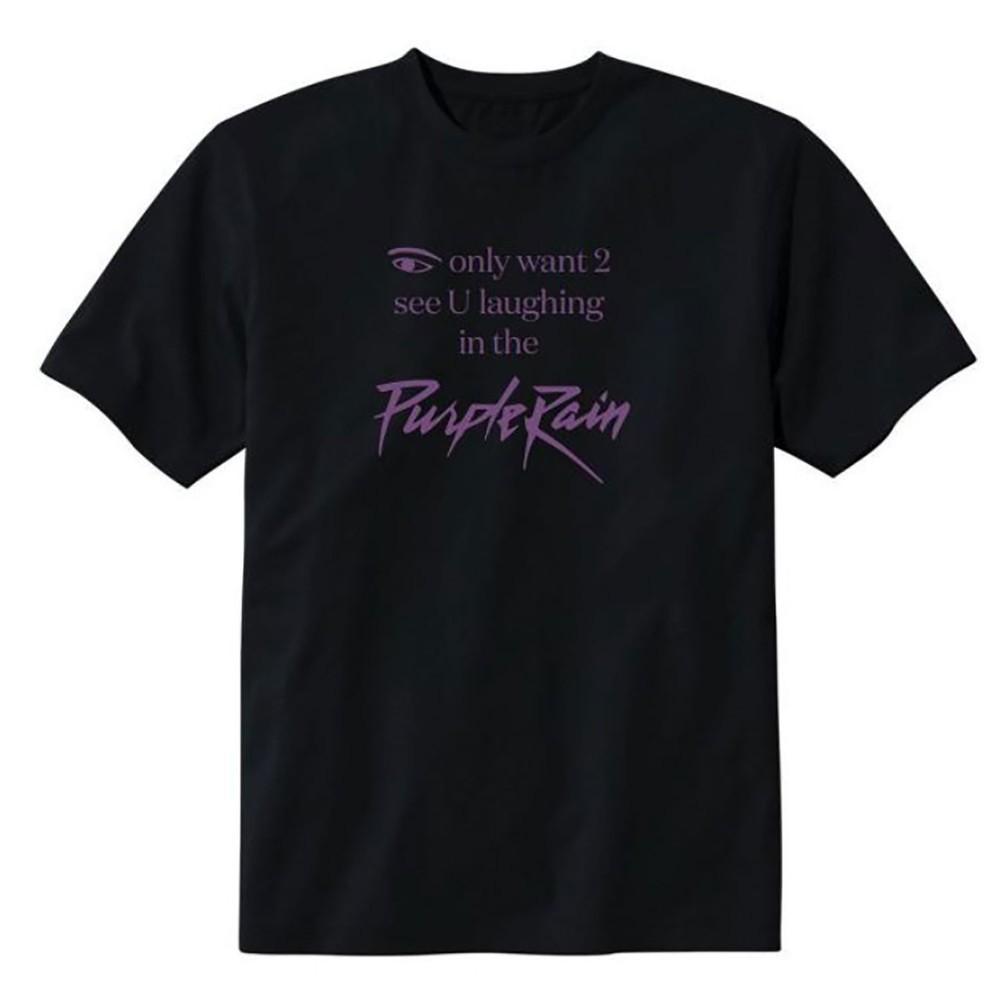 Prince Laughing In Purple Rain - Black T-shirt Large Black Unisex T-Shirt XXL