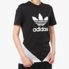 Adidas Logo Color Block Knitted Breathable Sweat-Absorbing Round Neck Short Sleeve T-Shirt Women T-Shirt Black CY7367