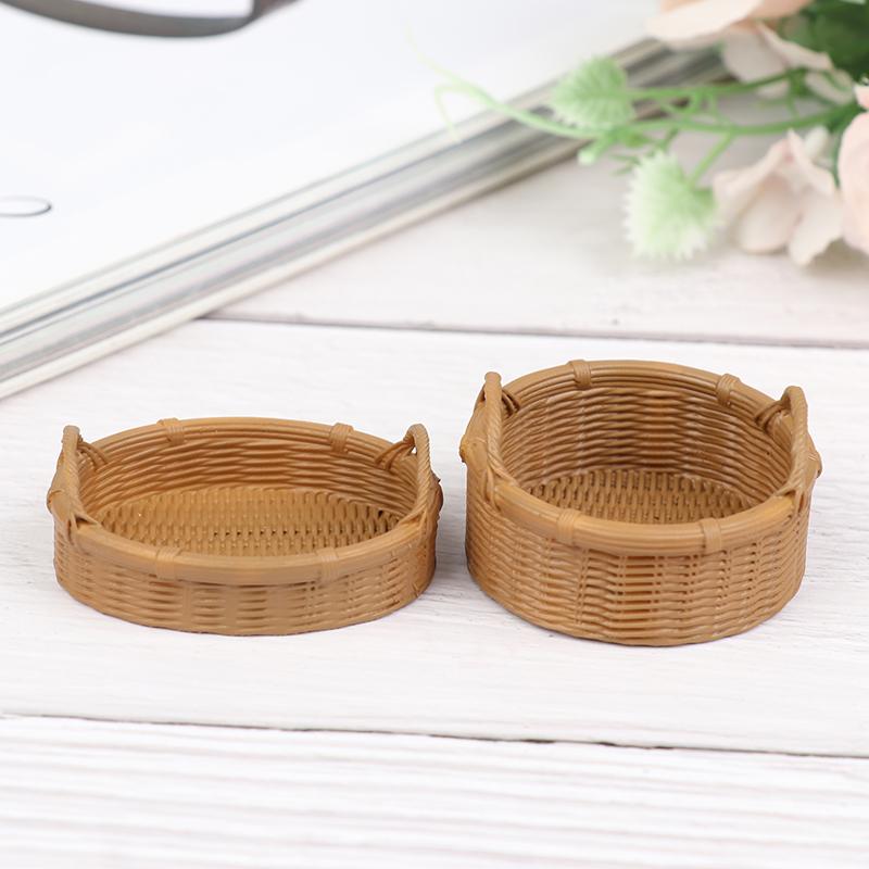 1:12 Dollhouse Simulation Miniature Resin Fruit Bread Food Basket Storage Basket Figure Toys High Quality Durable