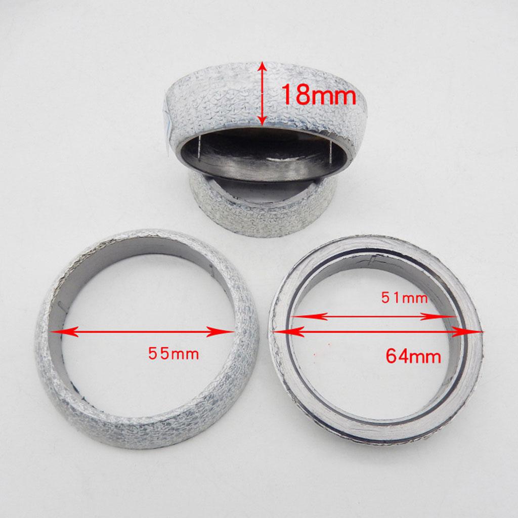 

1pcs Car Muffler Exhaust Pipe Gasket Seal Ring 35mm-75mm Dia Exhaust Tail Pipe Flange Donut Gasket Muffler Seal Ring 51x64x18mm