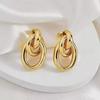 Gold-Tone Geometric Twist Earrings: Fashionable and Versatile Multi-Layer Braided Earrings for Women.