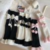Fashionable Women's Leg Warmers Ribbed Socks Elastic Lace Trim with Cute Bows and Fuzzy Ball Winter Accessories
