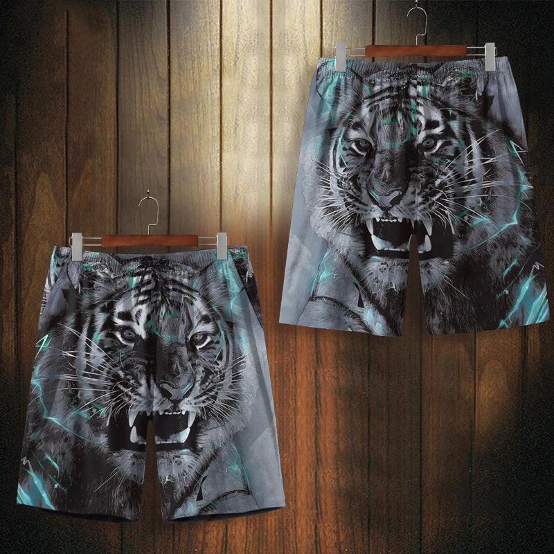 Tiger Head Black Blue Boxing Muay Thai Kickboxing Training Shorts Print Martial Art Boxer Unisex Men Women Kid Fighting Fitness Sport Gym Workout
