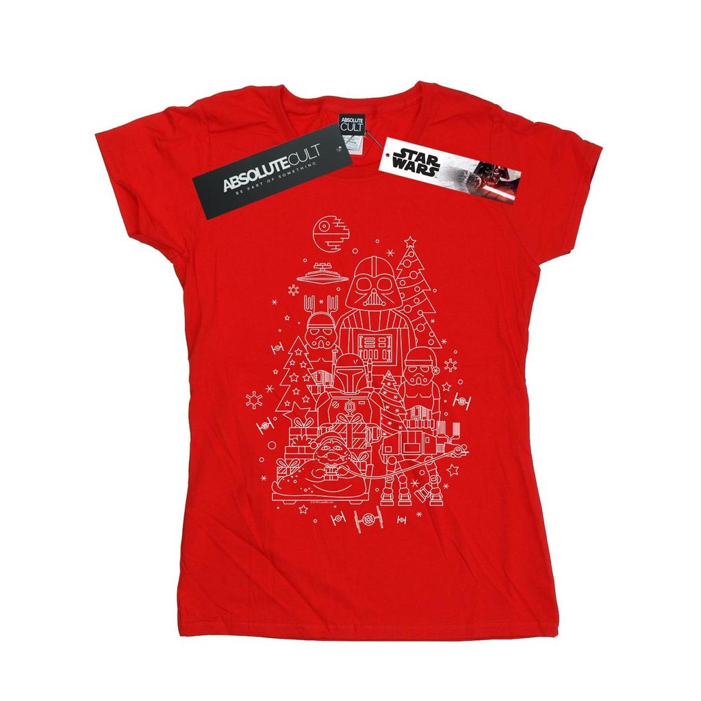 STAR WARS Womens/Ladies Empire Christmas Cotton T-Shirt