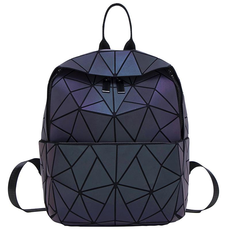 Diamentowy Plecak dla Kobiet Geometryczny Diamentowy Luminescencyjny Zmiana Koloru Splicing Uczeń Tornister Szkolny Wersja Koreańska Męski i Damski Plecak z Osobowością