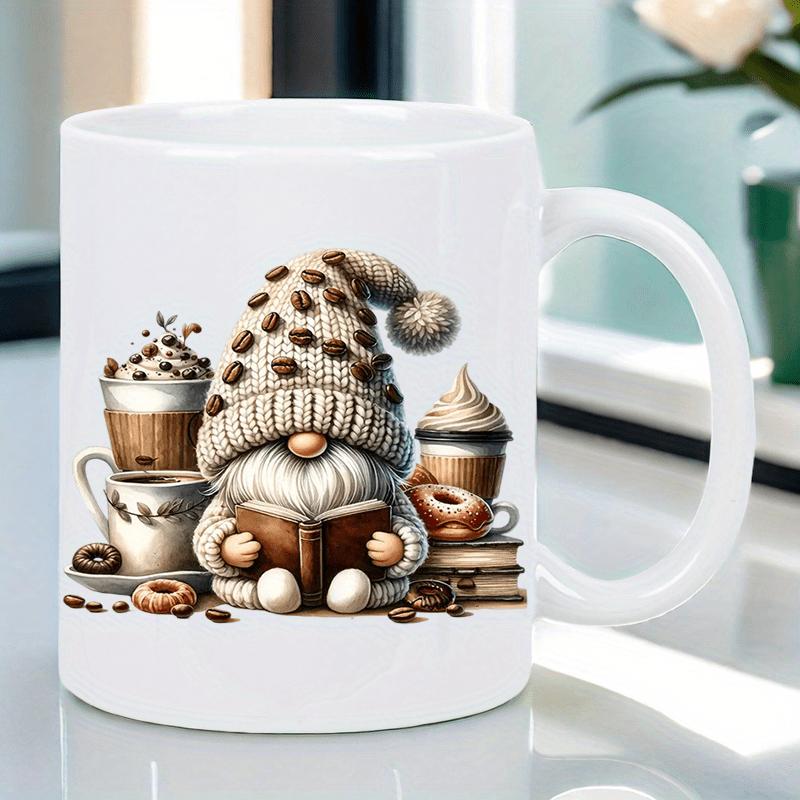 Gnome Mug 11oz Gnome Mug with Coffee Lover Gnome Design - 11oz Ceramic Cup, Perfect Gift for Coffee Enthusiasts, Home, Office 320ml