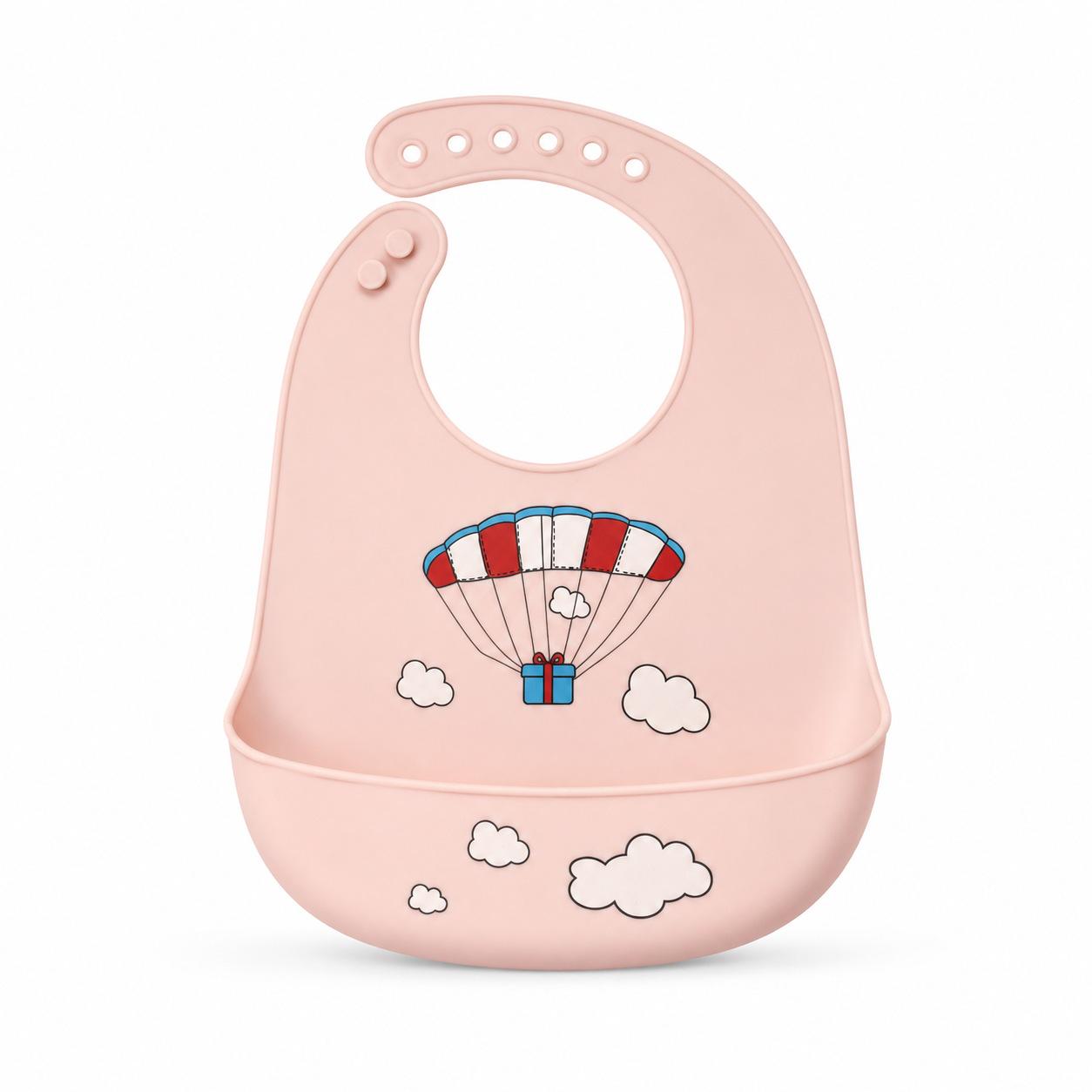3D Silicone Baby Bib Waterproof Wash Free Infant Feeding Bib Saliva Towel For Newborns Toddlers Soft Safe Mother And Baby розовый