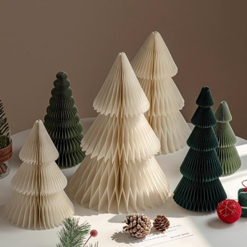 Stor Julgransprydnad 3D Honungskaka Vikbart Papper Julgran Navidad Dekorationer Skrivbord Hängande Juldekor