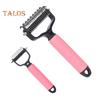 Pet Detangling Comb Handheld Undercoat Rake for Dogs Cats Double-Sided Stainless Steel Teeth Deshedding Grooming Brush for Thinning Shedding