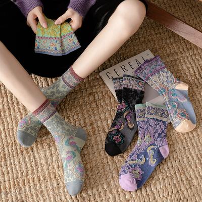 3 Paar Koreanischer Stil Damen Socken Baumwolle Harajuku Damen Winter Socken Set Kawaii Blumenmuster Mode Streetwear Niedlich Hohe Qualität