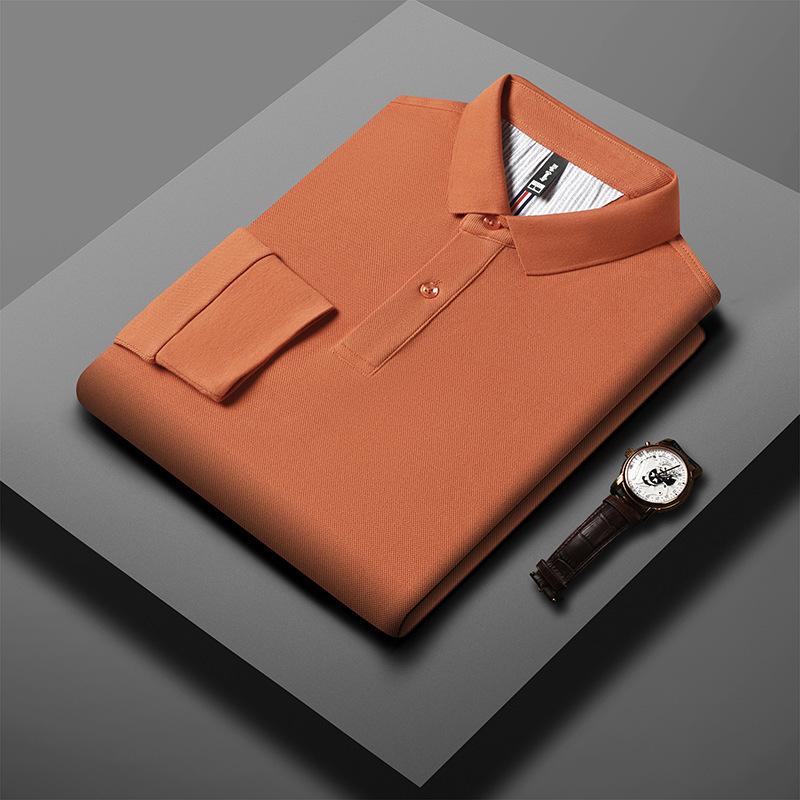 

Новая мужская футболка с длинными рукавами, мужская деловая рубашка для людей среднего возраста, осенне-зимняя рубашка-поло для папы XXXXL