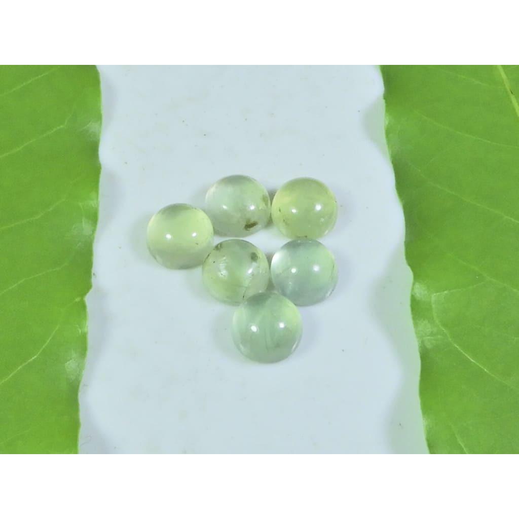 7 MM Natural Prehnite Round Cabochon Loose Gemstone 6 Pcs Lot A-264