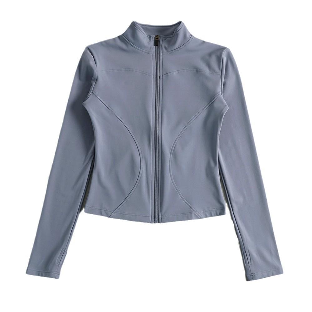 Women's Fitness Jacket - Zipper, Stand Collar, Plus Velvet, Long Sleeve, Tight Fit for Autumn/Winter Yoga and Running