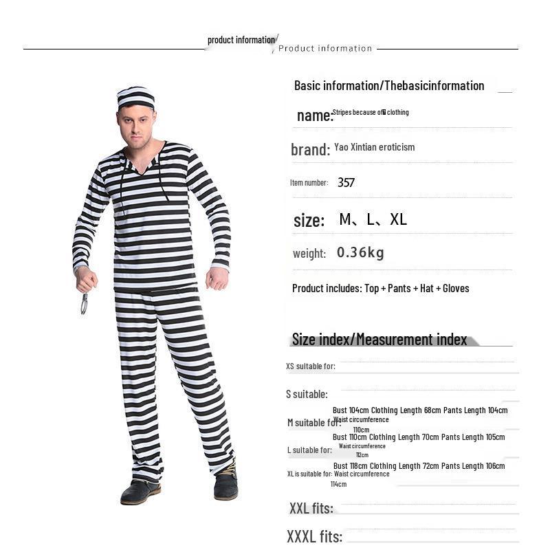 Striped Prisoner Uniform Halloween Costume for Adults: Sexy Cosplay Outfit for Men & Women