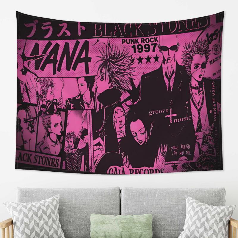 VIKAMA BLACKSTONES Band NANA Tapestry Punk Style Manga Collage Background Cloth Living Room Decoration Home Decoration