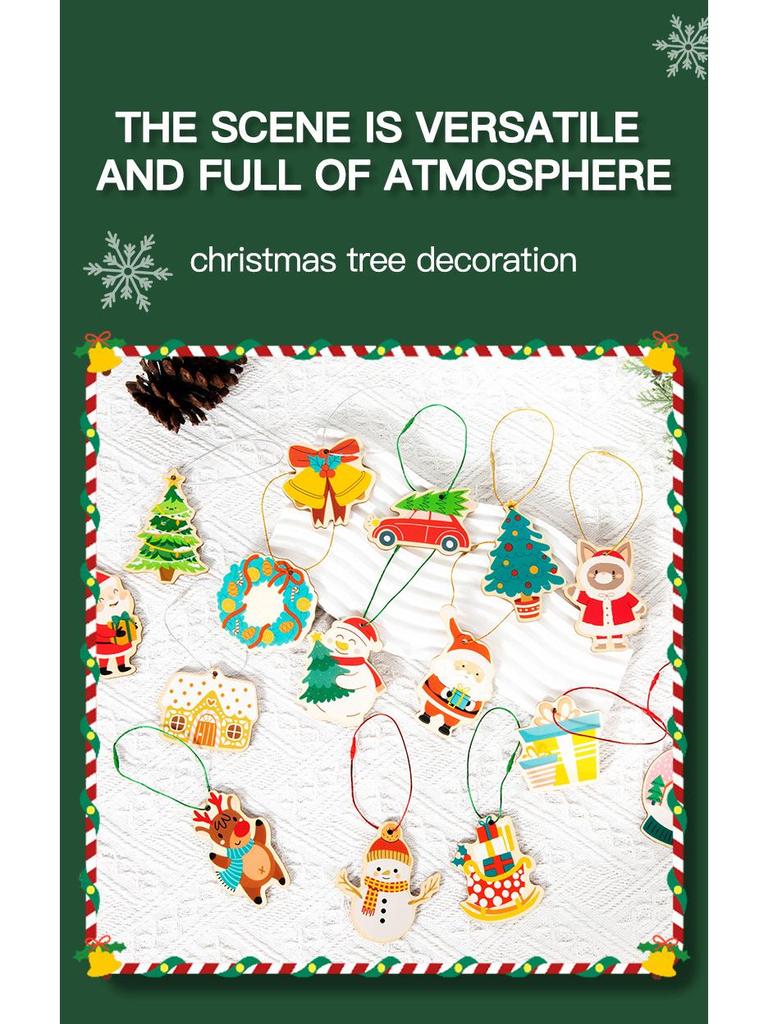 Original Christmas Gift Pendant: Santa Claus & Gingerbread Man Tree Ornaments with Gift Box
