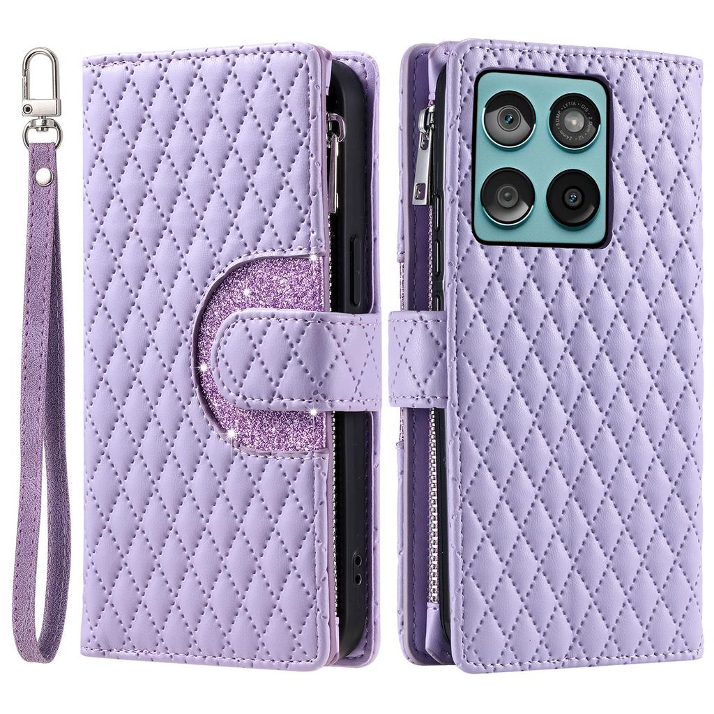 Stil 012 für Motorola Edge 60 5G/60 Fusion 5G Hülle Reißverschlusstasche Glitzer Leder Handyhülle