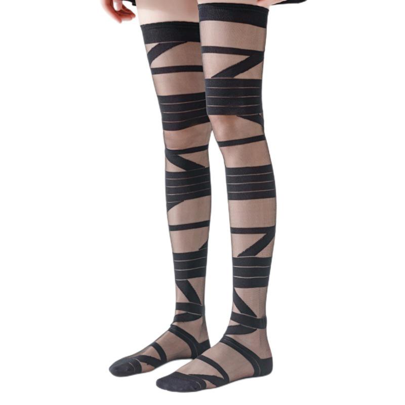 1Pair White Bandage Wool Knee Stockings Women Lolita Cross Straps Sexy Sock