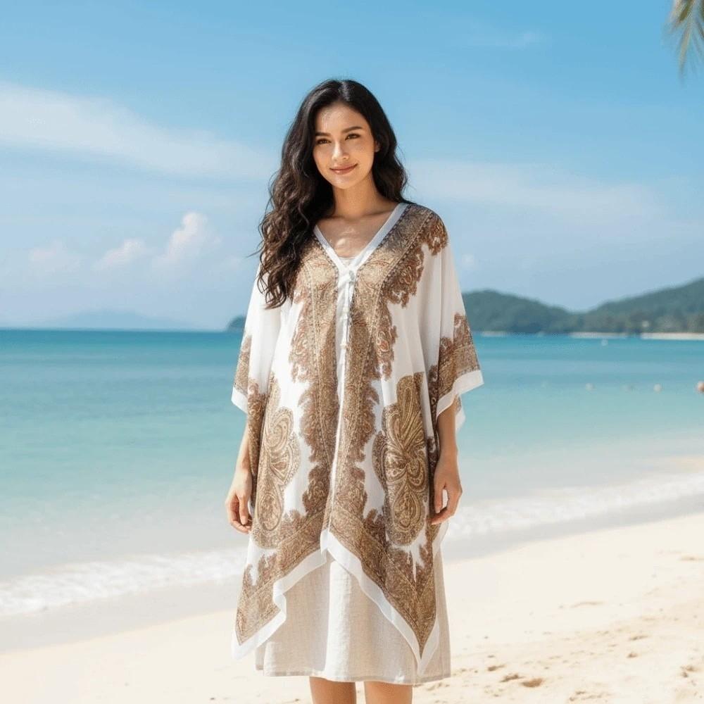 Long Sunscreen Thin Large Scarf Breathable Seaside Vacation Cloak Big Printed Flower Shawl  Summer