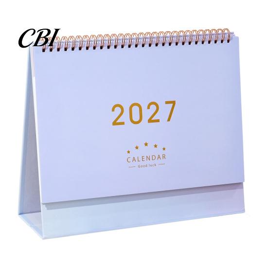 Large Desktop Calendar 2027 Desk Calendar, Standing Flip Minimalist Gold Foil Cover Daily Planner for Office Monthly Planner, Thick Paper Note Taking,