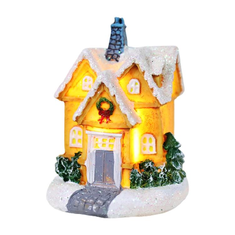 Christmas LED Village House Figurines Luminous Small House Christmas Decoration