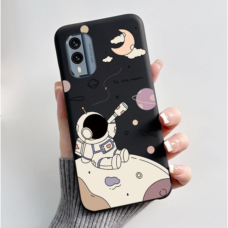 Casing For Nokia X30 5G Case Aesthetic Fashion Cute Cat Astronaut Cartoon Black Silicone Soft Shockproof Phone Case Back Cover