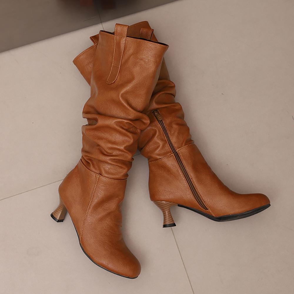 Yellow Pink Women Knee High Boots High Heel Big Size 50