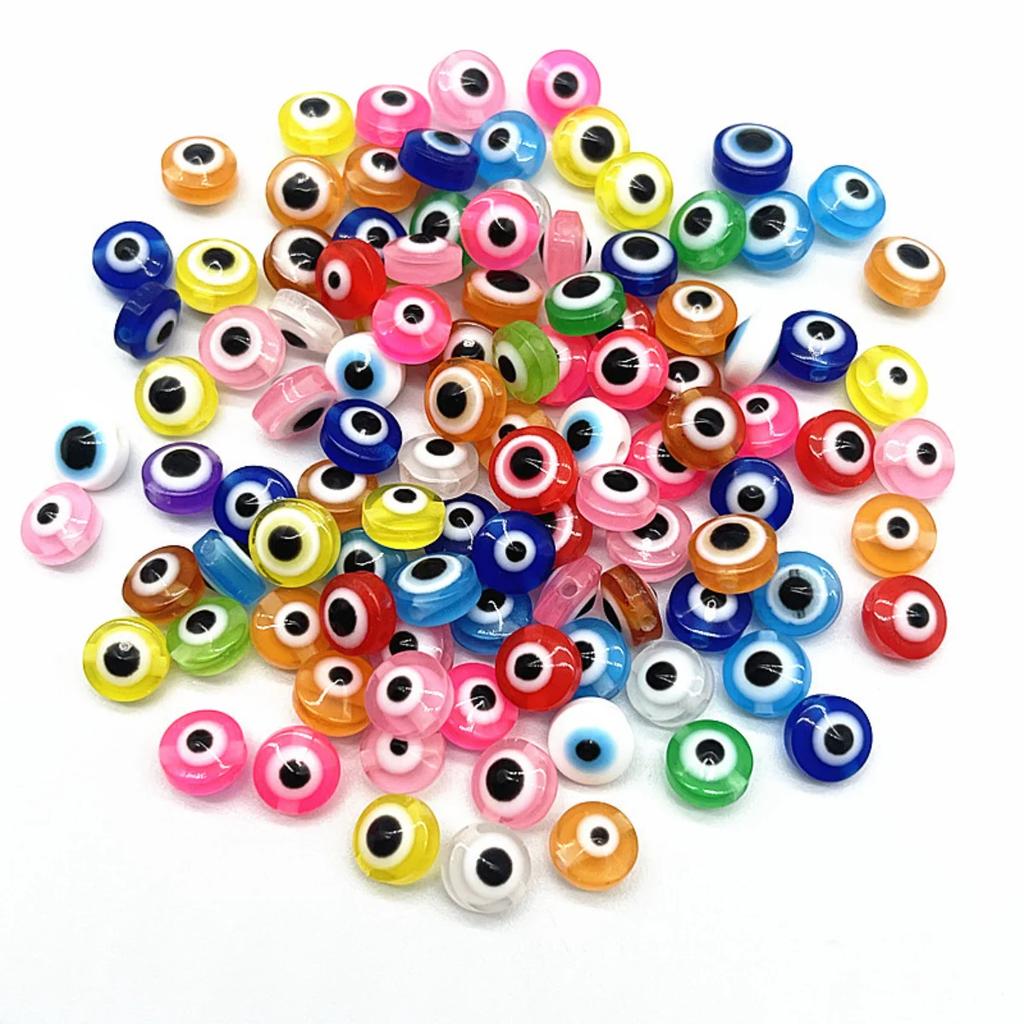 Z12 50pcs/lot 8mm Multicolored Charm Evil Eye Resin Spacer Bead Jewelry Making DIY Handmade Earring Bracelet Trend Accessories