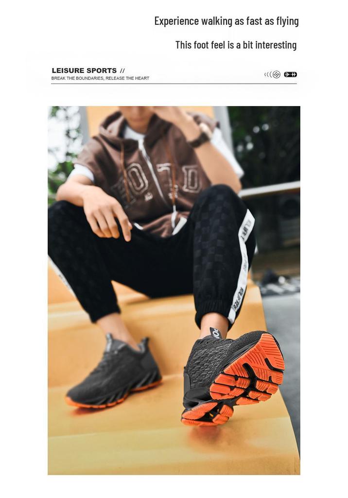 2024 Men's Breathable Mesh Running Shoes - Trendy, Large Size, Casual Sporty Blade Design for Spring & Autumn