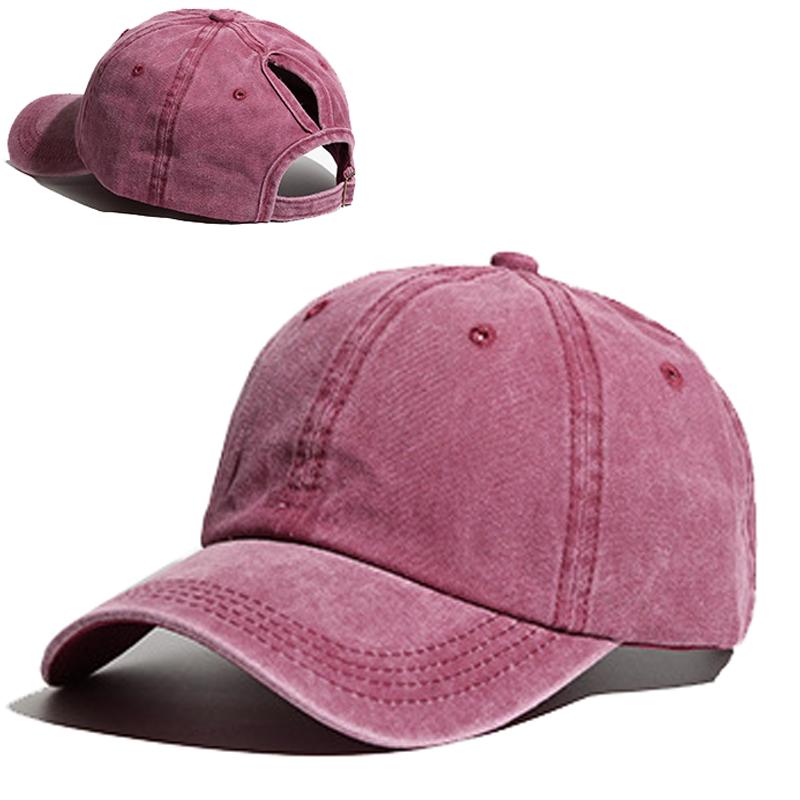 Vintage Ponytail Baseball Cap Women izable Fit Snapback Hat Mesh Distressed Summer Cap Woman Sunhat