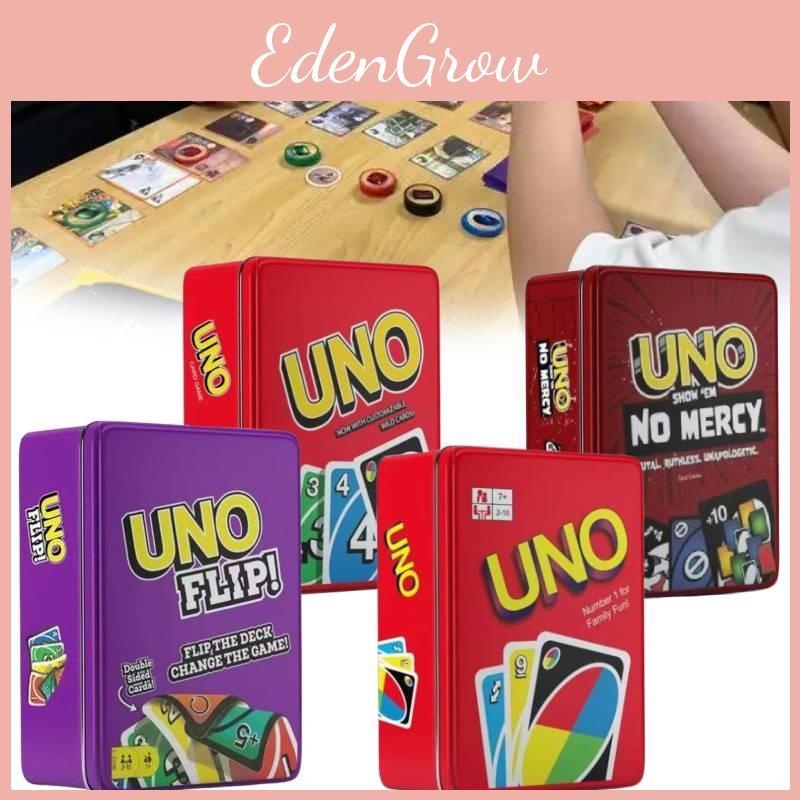 No Flip Uno Mercy Card Board Game Toy Family Party Prop Kids Gifts Iron Box
