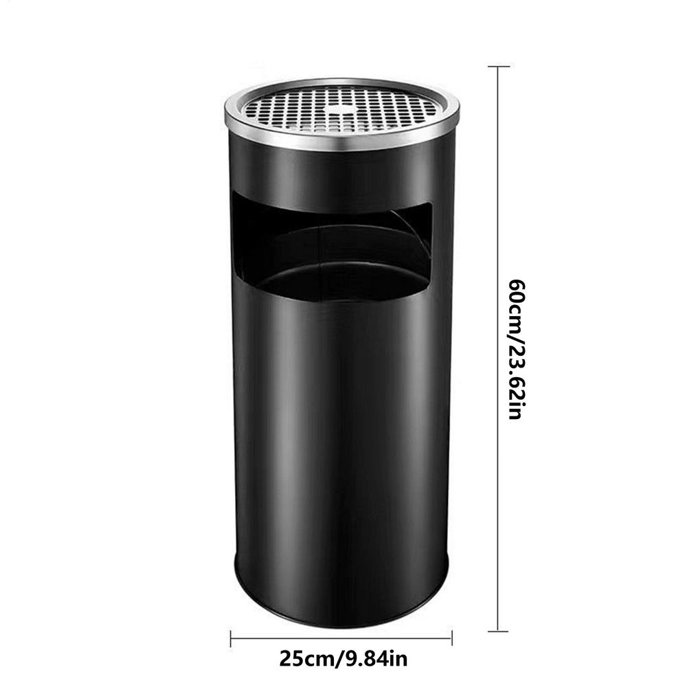 

Trash Can 30L Large Capacity Stainless Steel Patio Trash Can Container With Lid For Indoor Bathroom Toilet Patio Garden Backyard чёрный