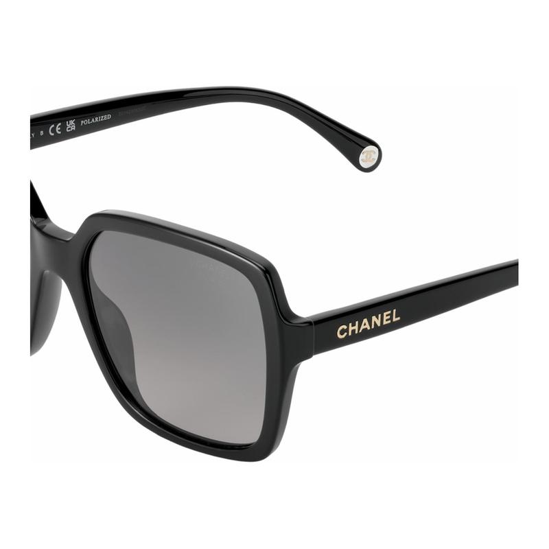 CHANEL bronzing letters Logo logo temples irregular shape sunglasses same style for men and women, black
