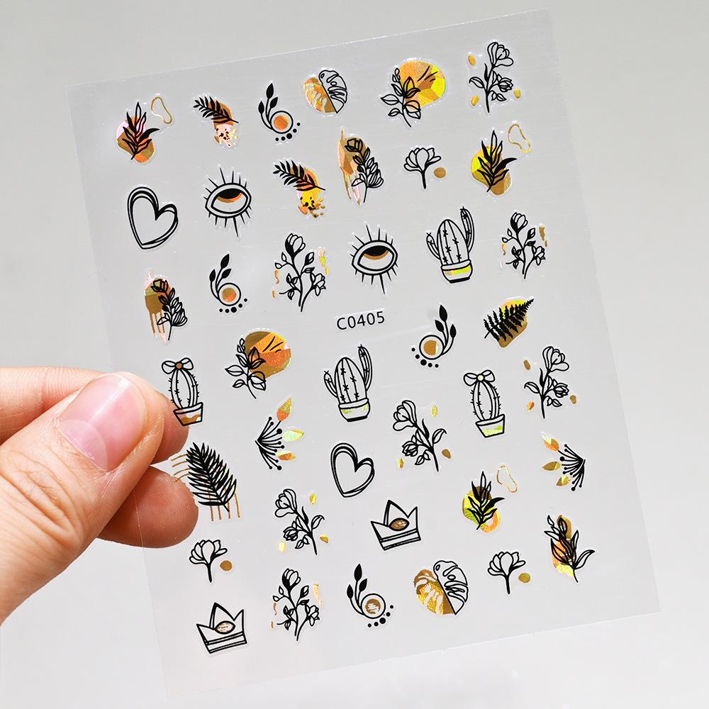 Stripe Abstract Mix And Match Nail Art Sticker Adhesive 3D Line Simple Retro Girl Nail Decoration Sticker