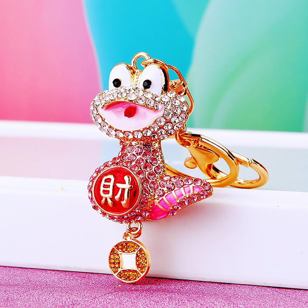 Snake Keychain Charm Fortune Rhinestone Snake Pendant Decorative Keychain for Bags