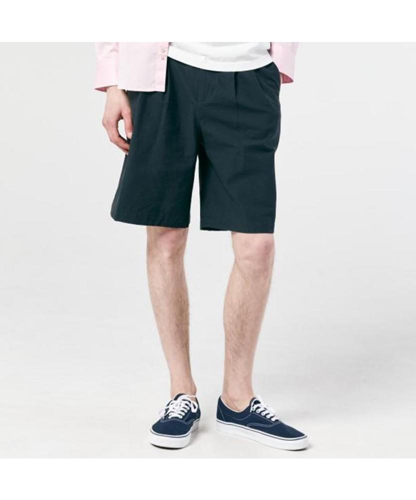 NOTIG Double-Pleat Linen Blend Bermuda Shorts Charcoal Gray_Oks3Pthp101Cg