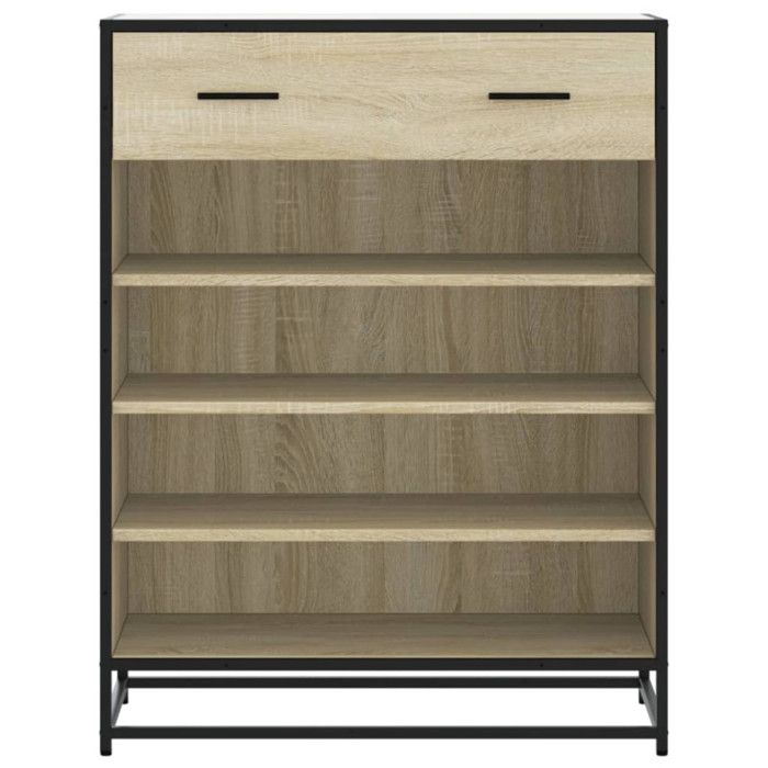 Armoire à chaussures - VIDAXL - Chêne Sonoma - 4 étagères - 1 tiroir - Métal et bois d'ingénierie