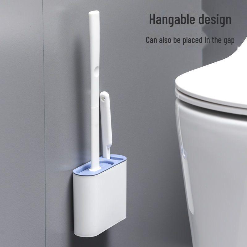 Cepillo de Inodoro de Silicona Montado en la Pared con Mango Largo, Sin Esquinas Muertas, Herramienta de Limpieza para Baño.