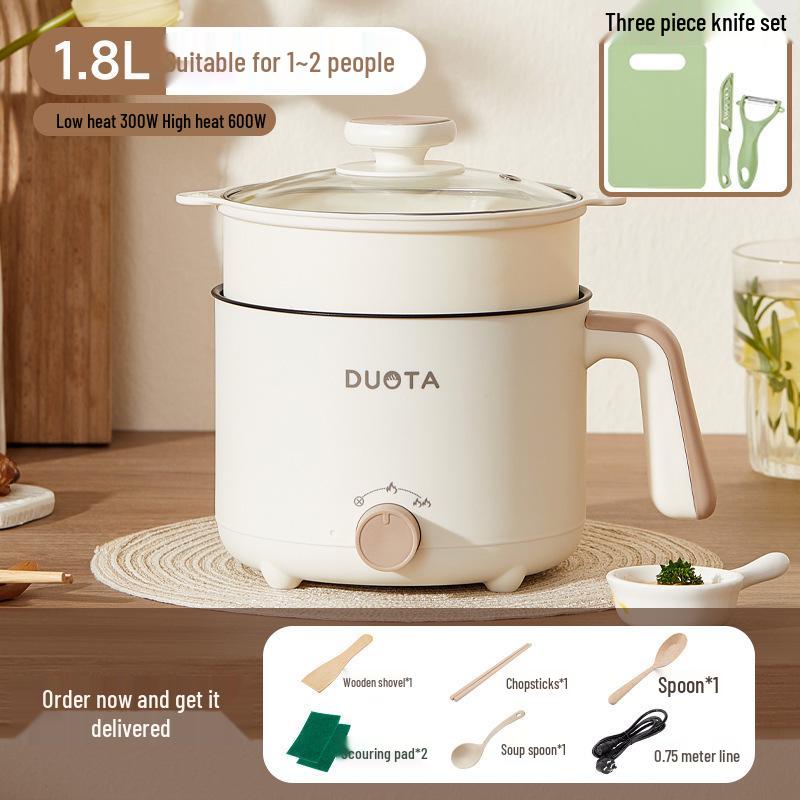 Multi-Functional Electric Cooker and Steamer for Dorms - Compact One-Person Hot Pot for Instant Noodles and More