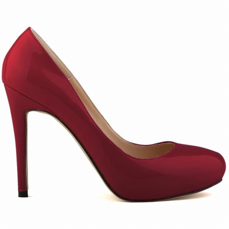 Damen Pumps Sexy 11cm Plateau Mode Lackleder Runde Zehenpartie Hohe Absätze Flach Damen Büro Party Hochzeitsschuhe Große Größe 43