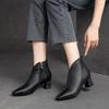 Johnature High Heel Spitzschuh Damen Stiefel Vintage Echtes Leder Vielseitiges Temperament Damenschuhe