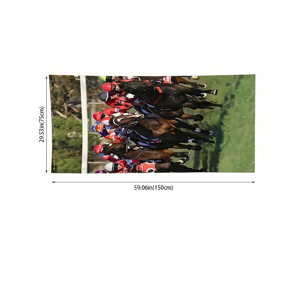 1pc Beach Towel, Horses and Jockeys in a Thrilling Race, Perfect for Beach, Surfing, Swimming, Camping, Machine Washable, Ideal
