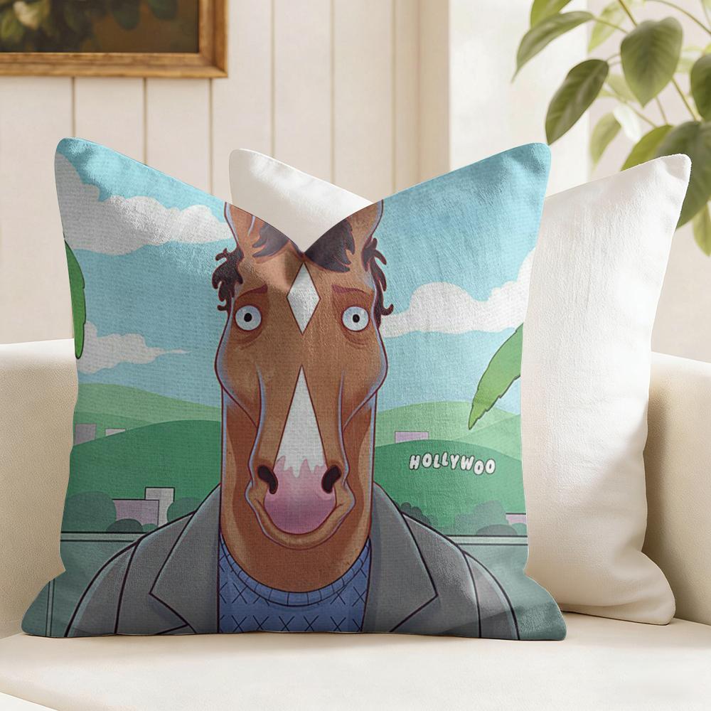 BBoJack Horseman Custom Cushion Cover Eco Linen Pillow Case DoubleSided Print Breathable Durable Zipper Home Decor Gift