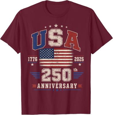 4th of July America US Flag Patriotic 250th Anniversary USA T-Shirt