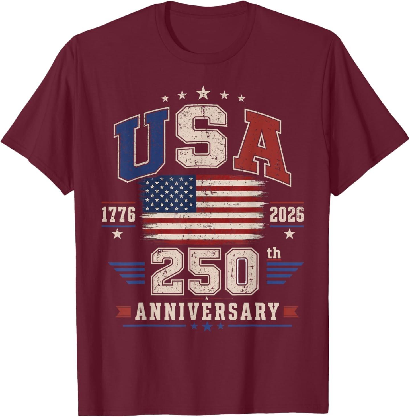 4th of July America US Flag Patriotic 250th Anniversary USA T-Shirt S